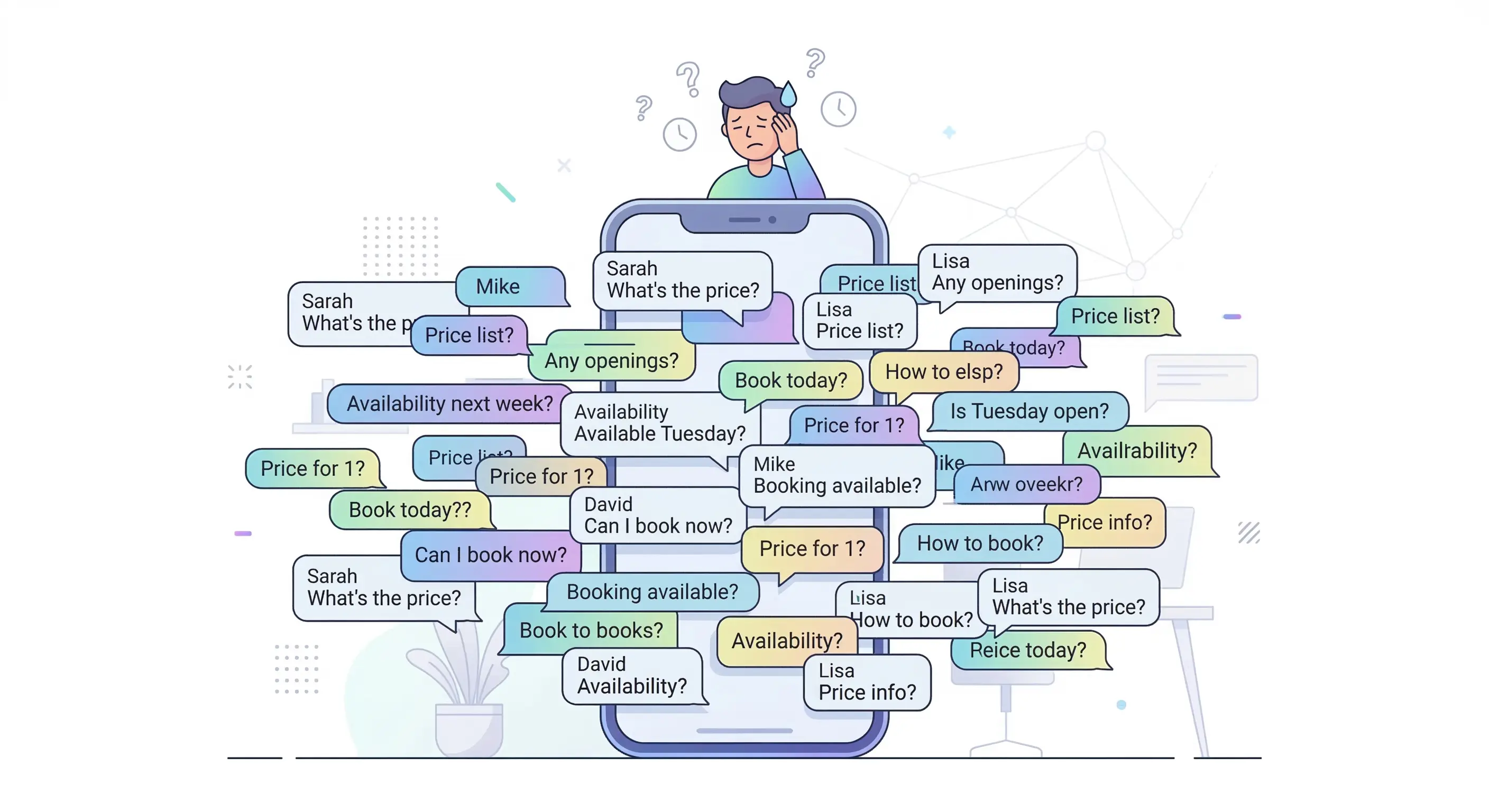 много повторяющихся сообщений от клиентов
